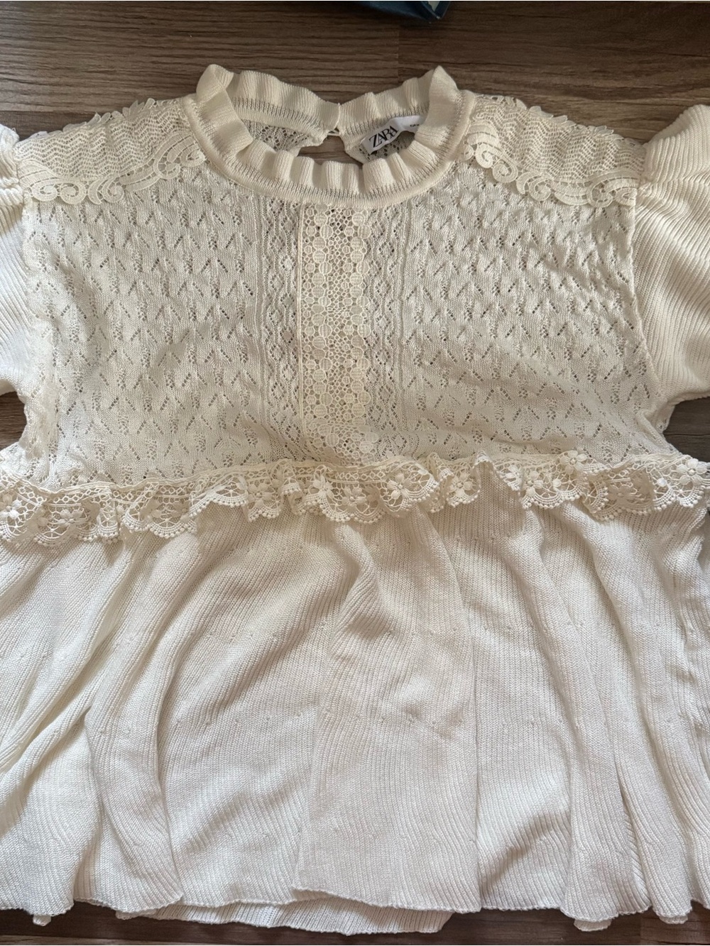 Zara Cream Lace Knit Top